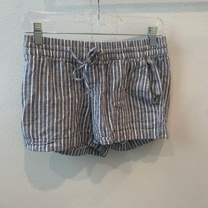 Striped Blue and White Linen Shorts